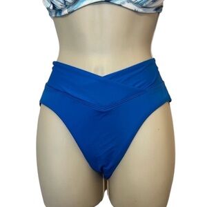 La Blanca Swim‎ Bottoms, Island Goddess Crossover High Waist, Blue, Size 4, NWOT